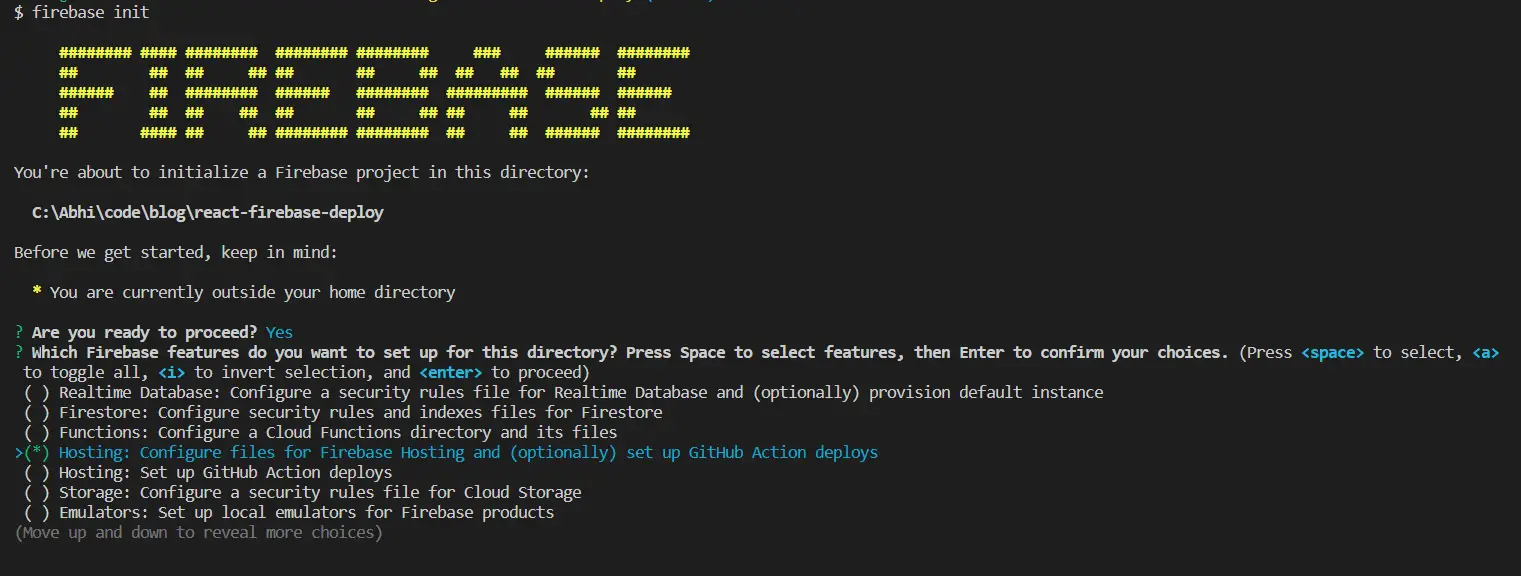 firebase init