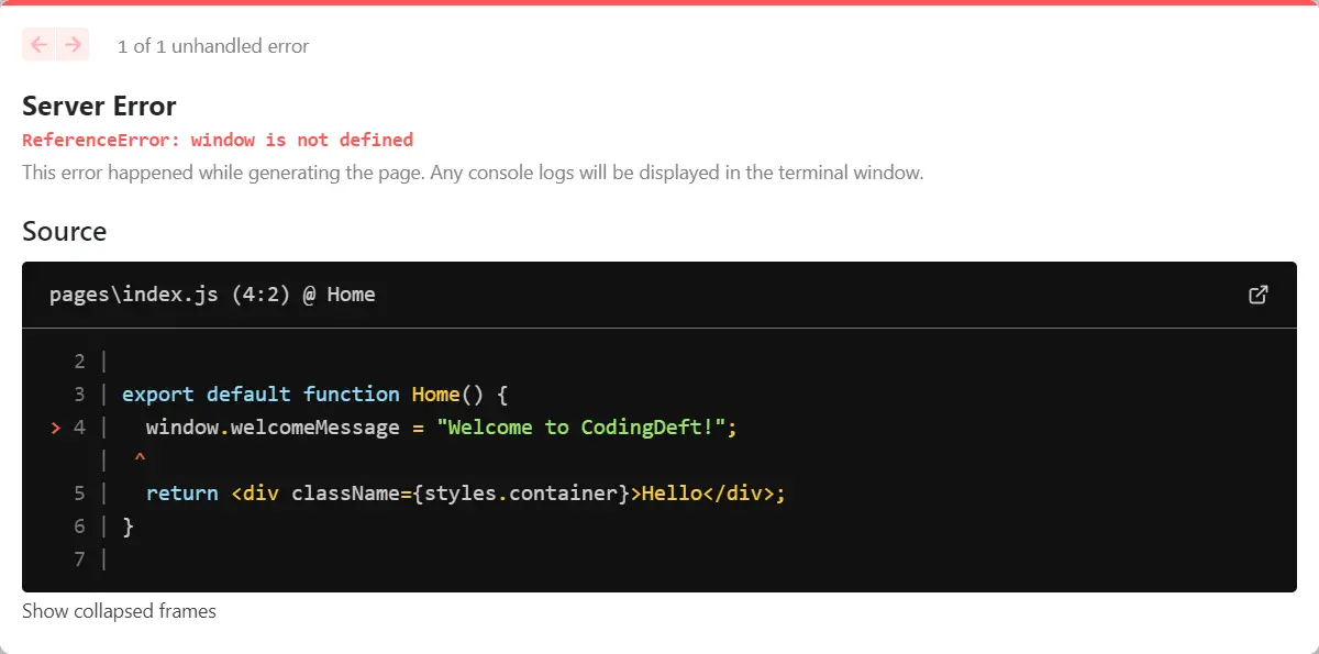 window not defined error