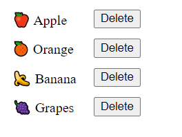 list of fruits with delete button