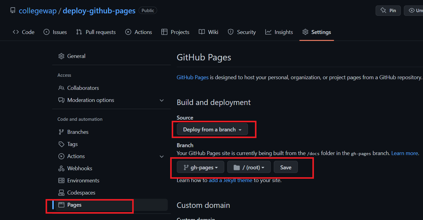 deploy pages