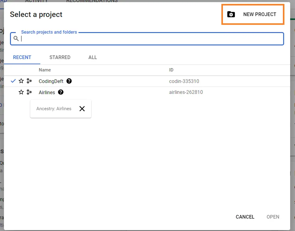 google cloud create project 2