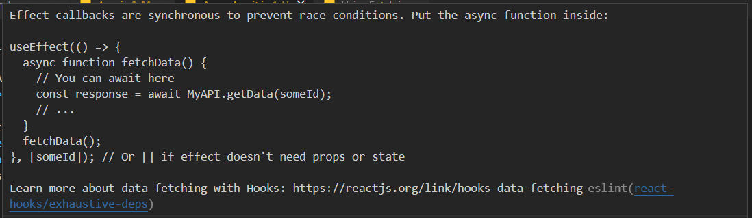 useEffect async warning