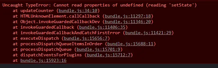 error - Cannot read properties of undefined - reading setState