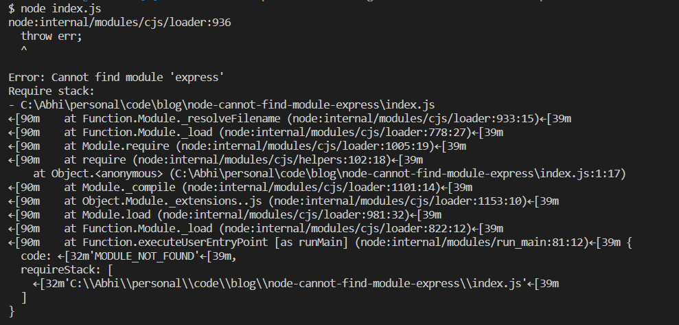 How to fix: cannot find module 'express' in Node.js | CodingDeft.com