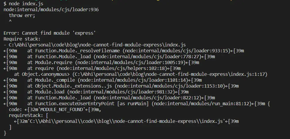 How to fix: cannot find module 'express' in Node.js | CodingDeft.com